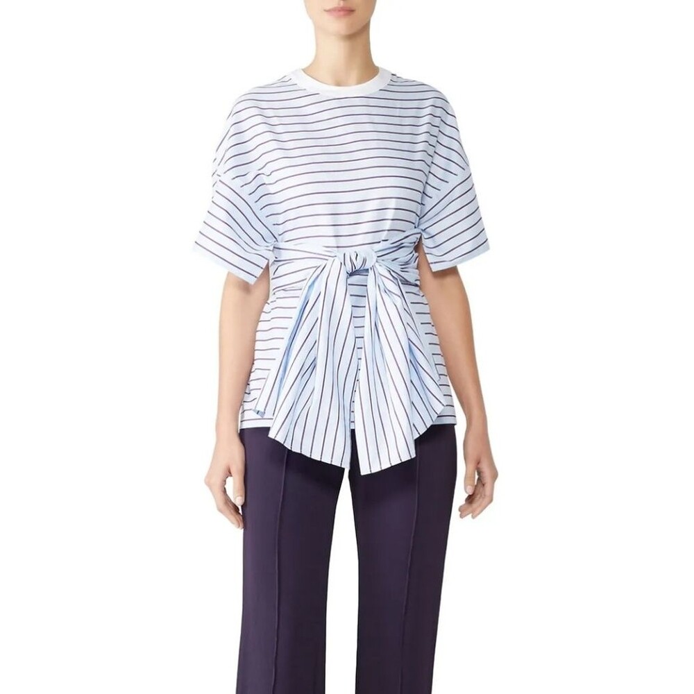 Rosetta Getty Blue Striped Cape Back Top Size 0